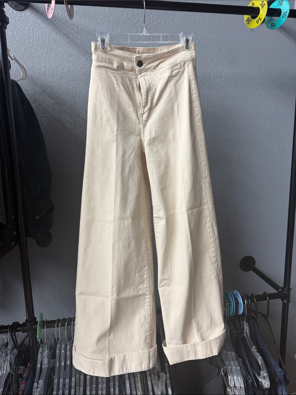 LC Lauren Conrad Cream Wide Leg High-Rise Jeans